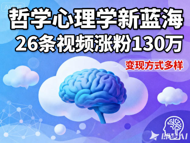 短视频新蓝海，哲学心理学赛道，26条视频涨粉130W，变现方式多样-鼎誉项目网