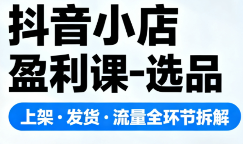 抖音小店盈利课-选品·上架·发货·流量全环节拆解-鼎誉项目网