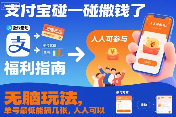 支付宝碰一碰撒钱了，无脑玩法，单号最低能搞几张，人人可以撸【揭秘】-鼎誉项目网
