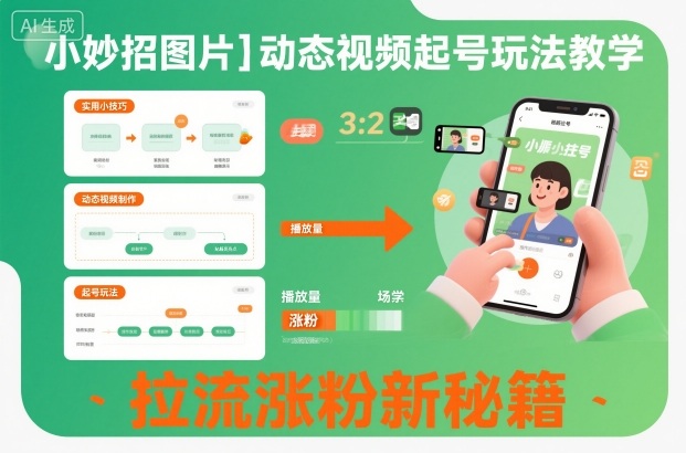小妙招图片＋动态视频起号玩法教学，拉流涨粉新秘籍-鼎誉项目网