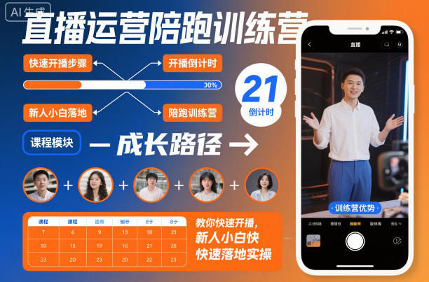 直播运营陪跑训练营，教你快速开播，新人小白快速落地实操-鼎誉项目网