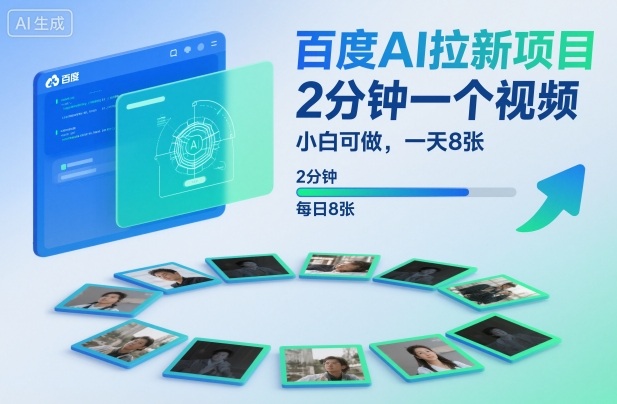 百度AI拉新项目，2分钟一个视频，小白可做，一天8张【附案例+保姆级教程】-鼎誉项目网
