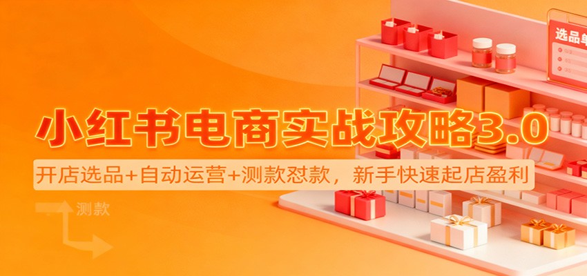 小红书电商实战攻略3.0：开店选品+自动运营+测款怼款，新手快速起店盈利-鼎誉项目网