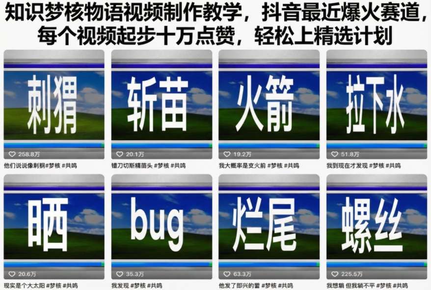 知识梦核物语视频制作教学，抖音最近爆火赛道，每个视频起步十万点赞，轻松上精选计划-鼎誉项目网