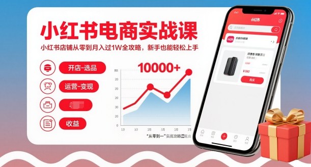 小红书电商实战课，小红书店铺从零到月入过1W全攻略，新手也能轻松上手-鼎誉项目网