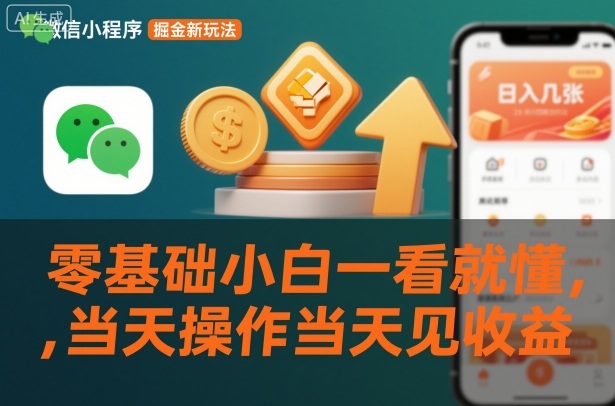 微信小程序掘金新玩法，日入几张，零基础小白一看就懂，当天操作当天见收益【揭秘】-鼎誉项目网