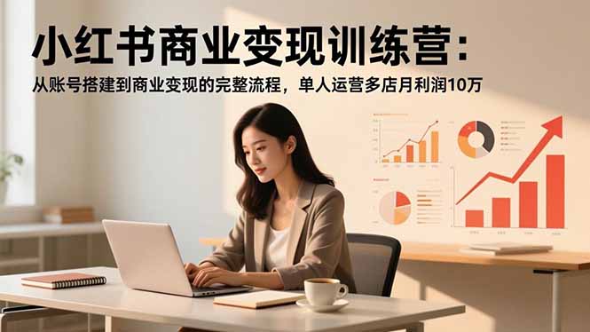 小红书商业变现训练营：从账号搭建到商业变现的完整流程，单人运营多店月利润10万-鼎誉项目网
