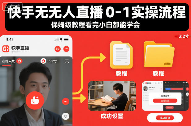 快手无人直播0-1实操流程，保姆级教程看完小白都能学会-鼎誉项目网