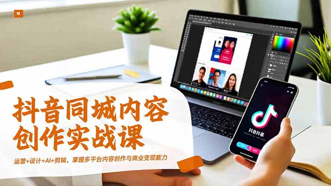 抖音同城内容创作实战课，运营+设计+AI+剪辑，掌握多平台内容创作与商业变现能力-鼎誉项目网