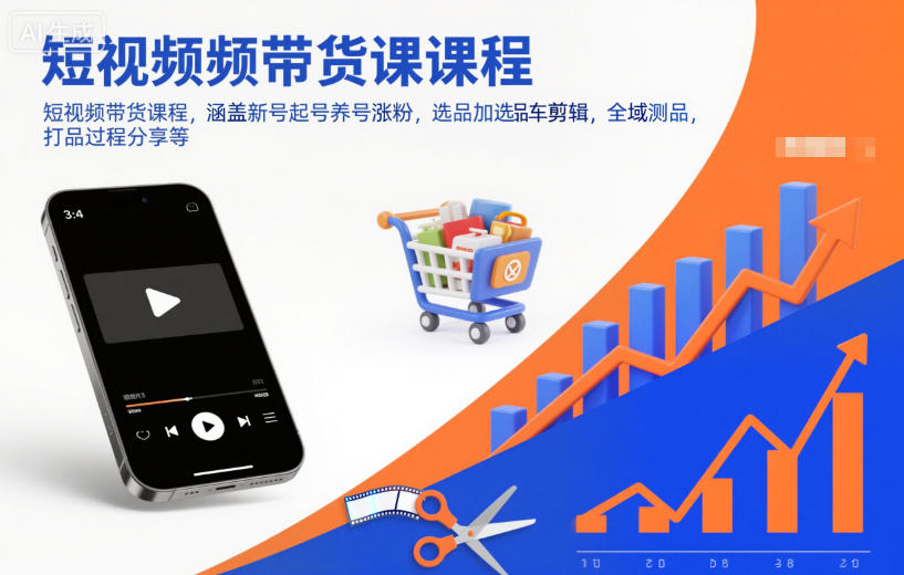 短视频带货课程，涵盖新号起号养号涨粉，选品加选品车剪辑，全域测品，打品过程分享等-鼎誉项目网
