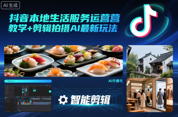 抖音本地生活服务运营教学+剪辑拍摄AI最新玩法-鼎誉项目网