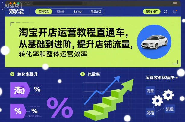 淘宝开店运营教程直通车，从基础到进阶，提升店铺流量，转化率和整体运营效率(更新11月)-鼎誉项目网