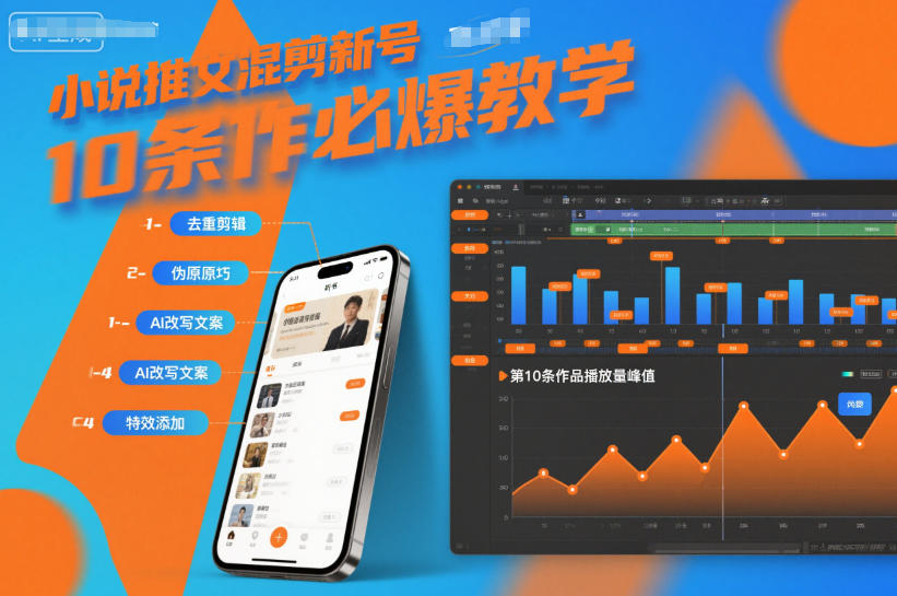 小说推文混剪新号10条必爆教学，伪原创10条作品必爆技巧-鼎誉项目网