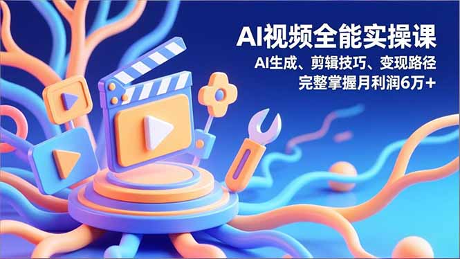AI视频全能实操课，AI生成、剪辑技巧、变现路径，完整掌握月利润6万+-鼎誉项目网