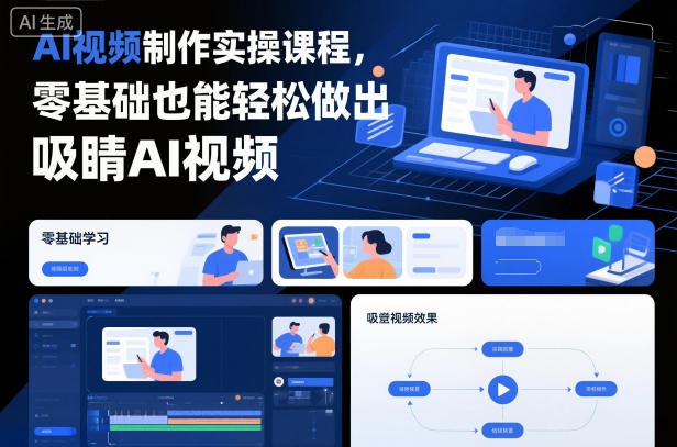 AI视频制作实操课程，零基础也能轻松做出吸睛AI视频-鼎誉项目网