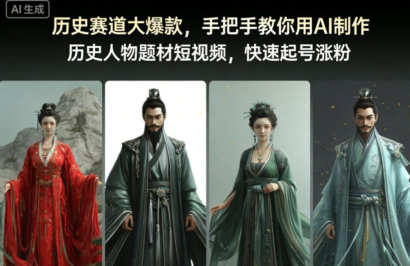 历史赛道大爆款，手把手教你用AI制作历史人物题材短视频，快速起号涨粉-鼎誉项目网
