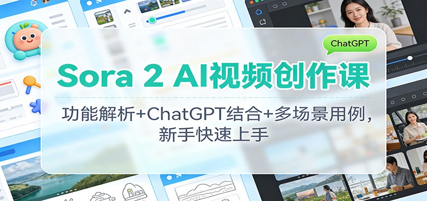 Sora 2 AI视频创作课：功能解析+ChatGPT结合+多场景用例，新手快速上手-鼎誉项目网