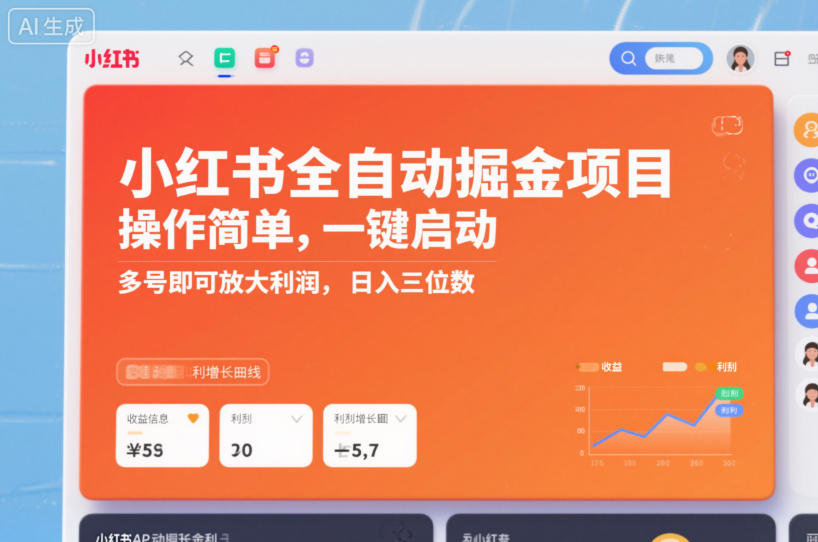 小红书全自动掘金项目，操作简单，一键启动，多号即可放大利润，日入三位数【揭秘】-鼎誉项目网