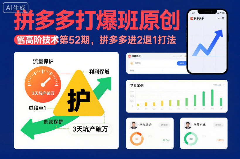 拼多多打爆班原创高阶技术第52期，拼多多进2退1打法-鼎誉项目网
