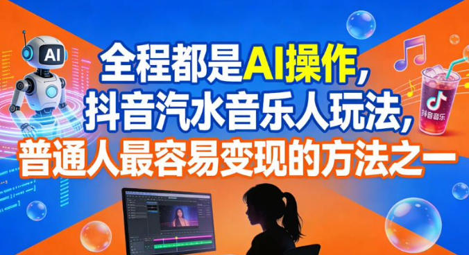 全程都是AI操作，抖音汽水音乐人玩法，普通人最容易变现的方法之一-鼎誉项目网