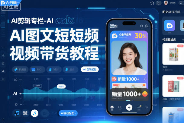 AI剪辑专栏-AI图文短视频带货教程-鼎誉项目网
