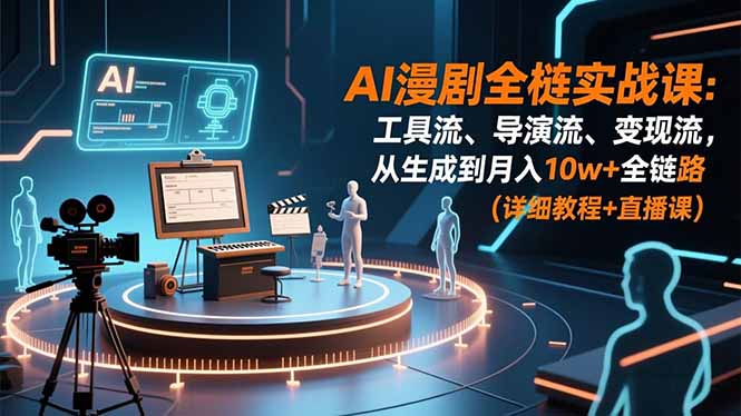AI漫剧全栈实战课：工具流、导演流、变现流，从生成到月入10w+全链路 (详细教程+直播课-鼎誉项目网