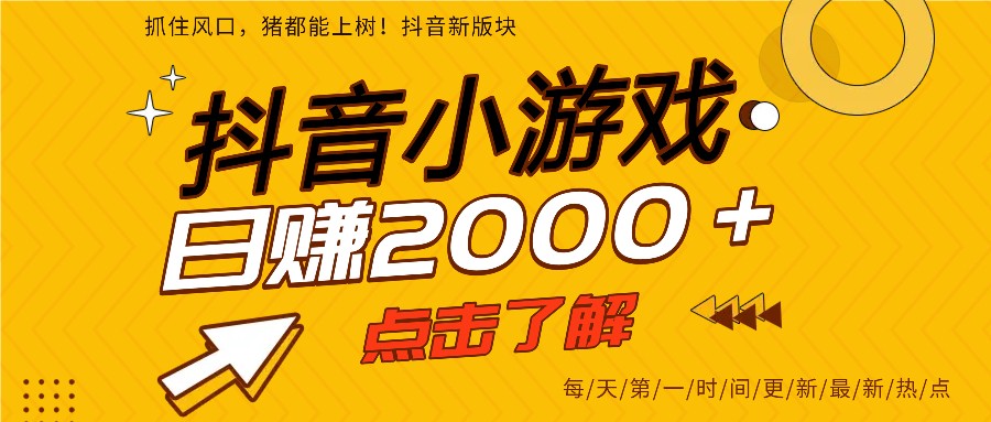 5年爆火的抖音小游戏项目，一部手机日入2000+-鼎誉项目网