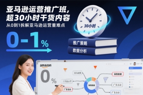 亚马逊运营推广班，超30小时干货内容，从0到1拆解亚马逊运营重难点-鼎誉项目网