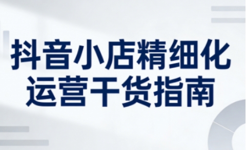 抖音小店精细化运营干货指南新版，助力商家系统提升店铺运营能力-鼎誉项目网