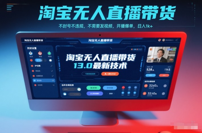 淘宝无人直播带货13.0最新技术，不封号不违规，不需要发视频，开播爆单，日入1k+【揭秘】-鼎誉项目网