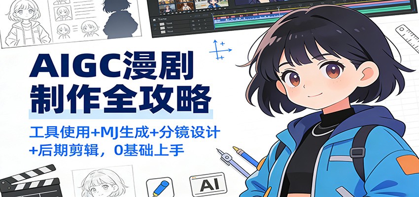 AIGC漫剧制作全攻略：工具使用+MJ生成+分镜设计+后期剪辑，0基础上手-鼎誉项目网