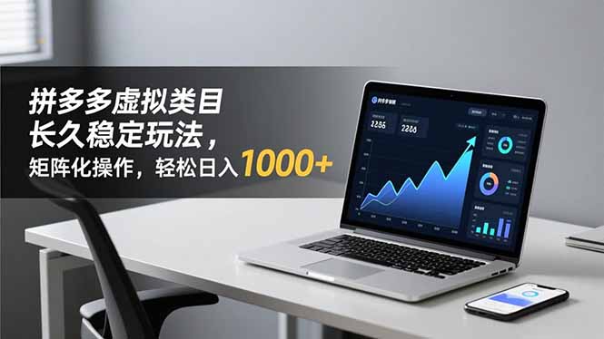 拼多多虚拟类目长久稳定玩法 矩阵化操作，轻松日入 1000+-鼎誉项目网