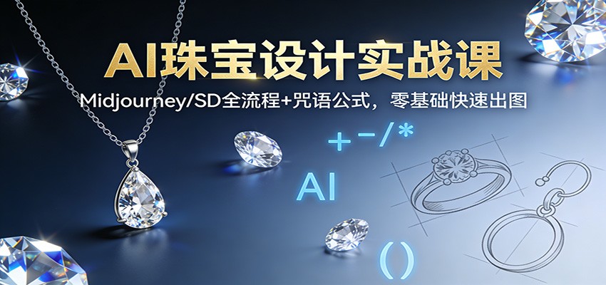 AI珠宝设计实战课：Midjourney/SD全流程+咒语公式，零基础快速出图-鼎誉项目网