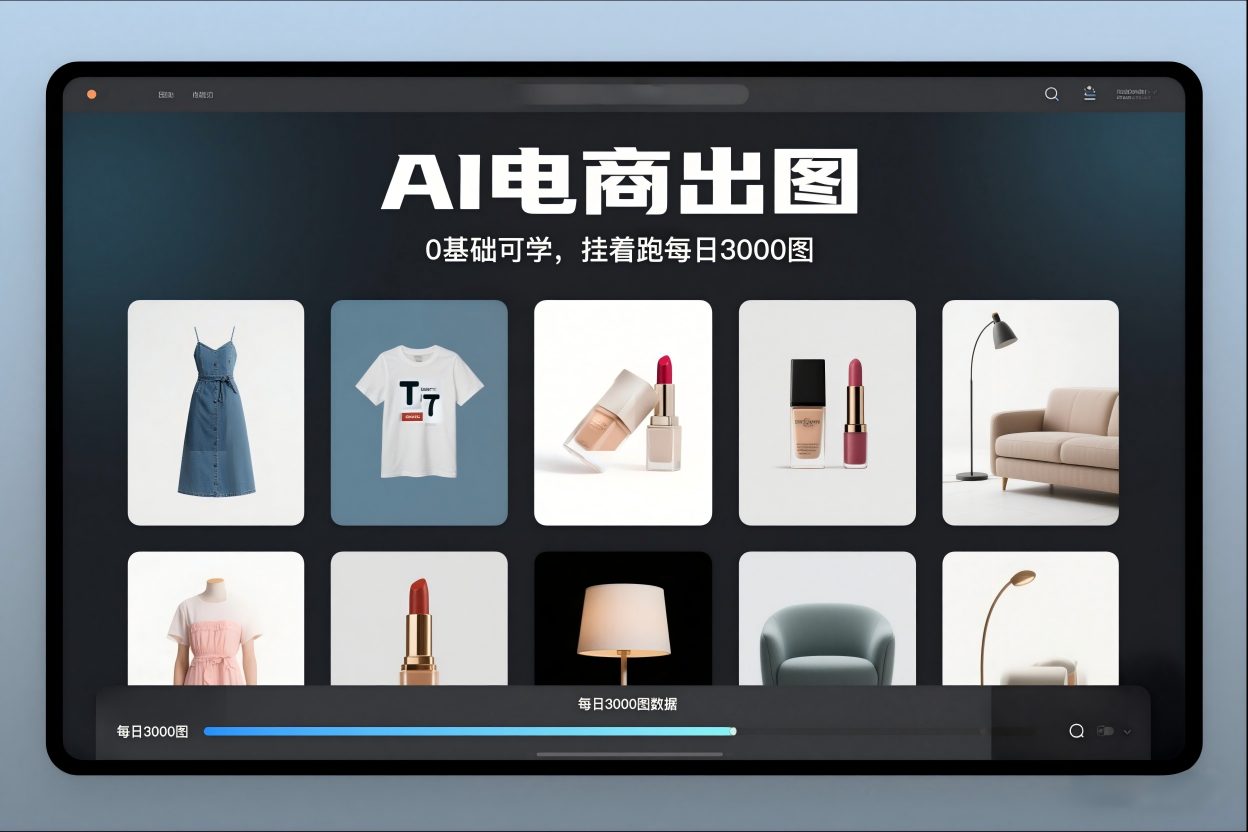 AI电商出图，0基础可学，挂着跑每日3000图-鼎誉项目网
