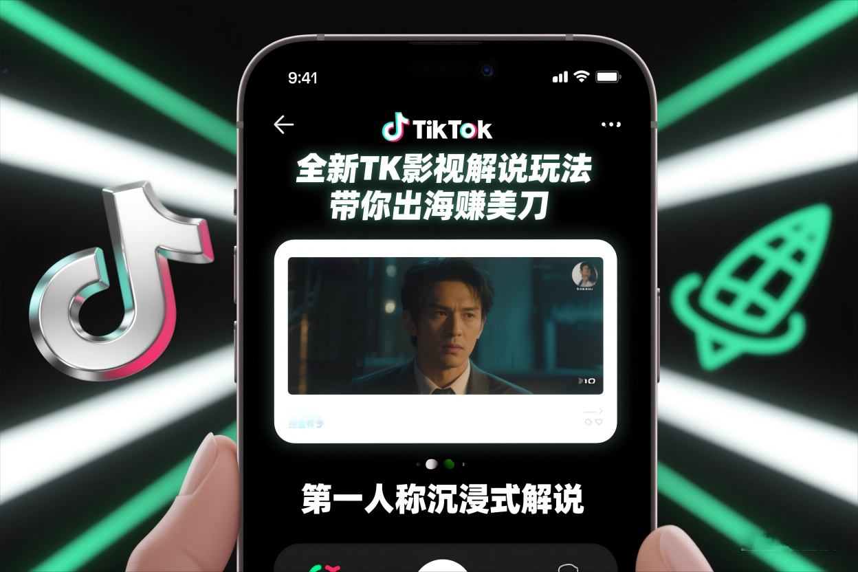 TikTok第一人称影视解说教学，全新TK影视解说玩法，带你出海賺美刀-鼎誉项目网