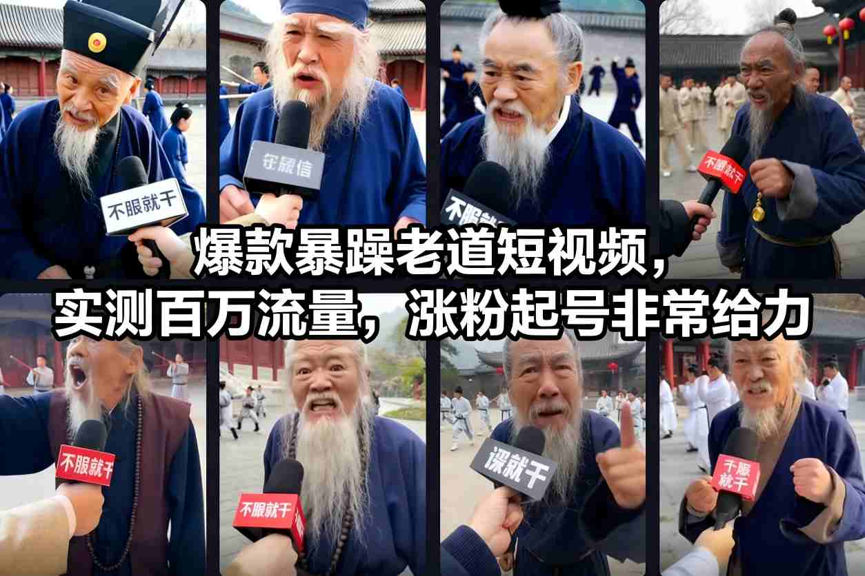 爆款暴躁老道短视频，实测百万流量，涨粉起号非常给力-鼎誉项目网