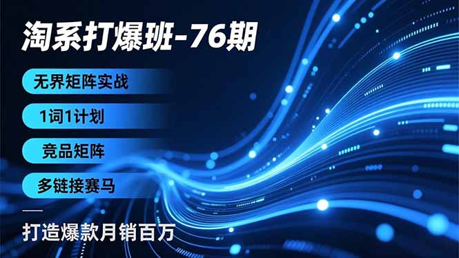淘系打爆班-76期，无界矩阵实战，1词1计划、竞品矩阵、多链接赛马，打造爆款月销百万-鼎誉项目网