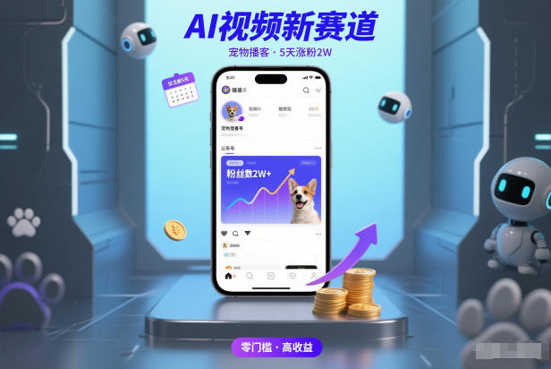 AI视频新赛道，宠物播客仅注册5天涨粉2W，收益非常可观-鼎誉项目网