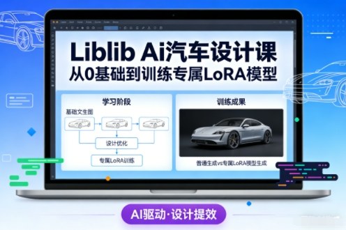 Liblib Ai汽车设计课，从0基础文生图，到教你训练专属设计和风格LoRA模型-鼎誉项目网