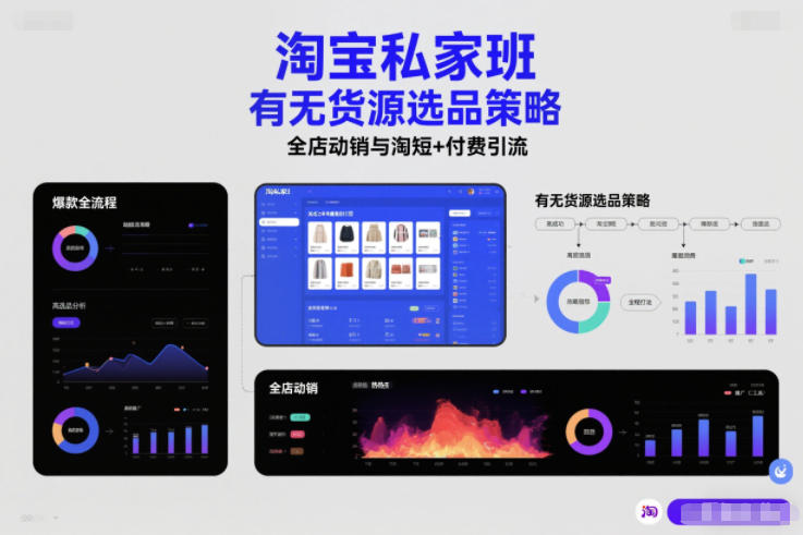 淘宝私家班，有无货源选品策略，高成功率爆款全流程打法，全店动销与淘短+付费引流(更新)-鼎誉项目网