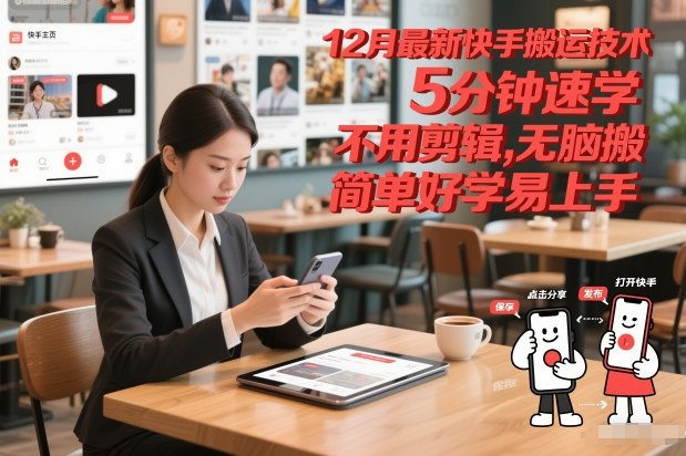 12月最新快手搬运技术，5分钟速学，不用剪辑无脑搬，简单好学易上手-鼎誉项目网