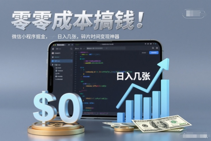 零成本搞钱，微信小程序掘金，简单易操作，日入几张，碎片时间变现神器【揭秘】-鼎誉项目网