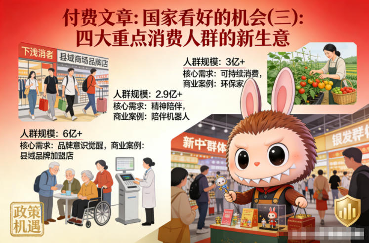 付费文章：国家看好的机会(三)：四大重点消 费人群的新生意-鼎誉项目网