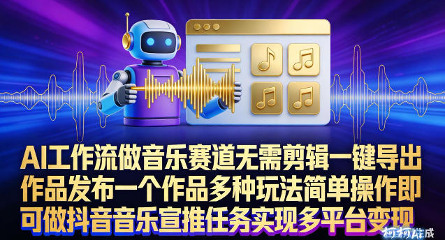 AI工作流做音乐赛道，无需剪辑，一键导出作品发布，一个作品多种玩法，简单操作即可做抖音音乐宣推任务-鼎誉项目网
