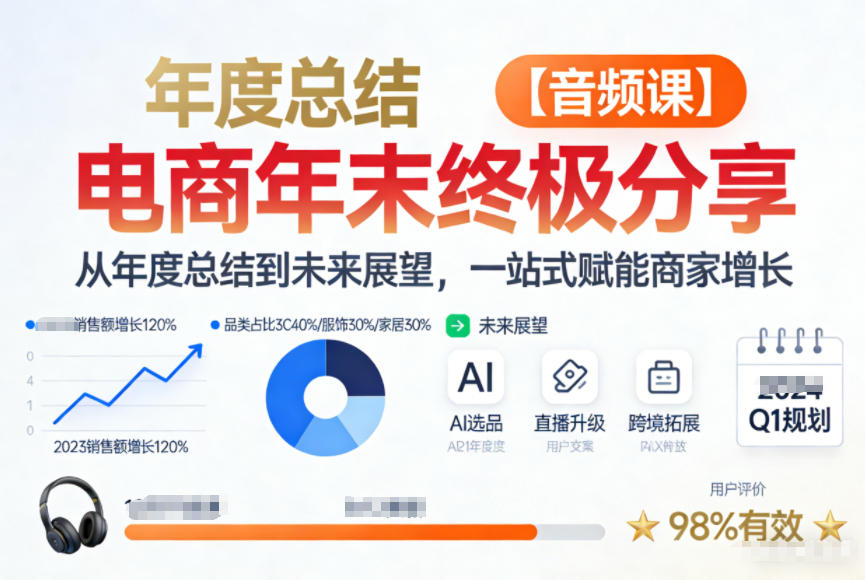 电商年未终极分享，从年度总结到未来展望，一站式赋能商家增长【音频课】-鼎誉项目网