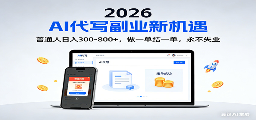 2026 副业首选！AI 代写日入 300-800，普通人0门槛，做一单结一单！-鼎誉项目网