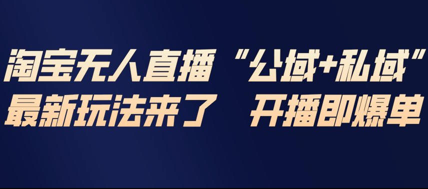 淘宝无人直播完整教程，公试+私域，最新玩法来了，开播即爆单-鼎誉项目网
