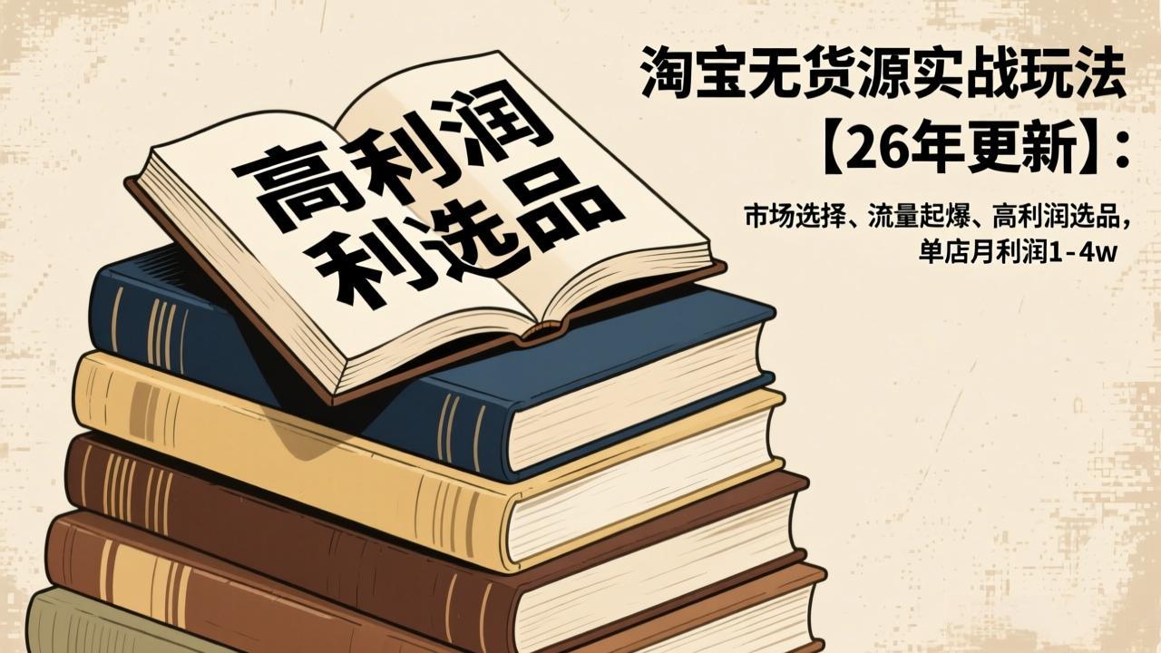 淘宝无货源实战玩法【26年更新】：市场选择、流量起爆、高利润选品，单店月利润1-4w-鼎誉项目网