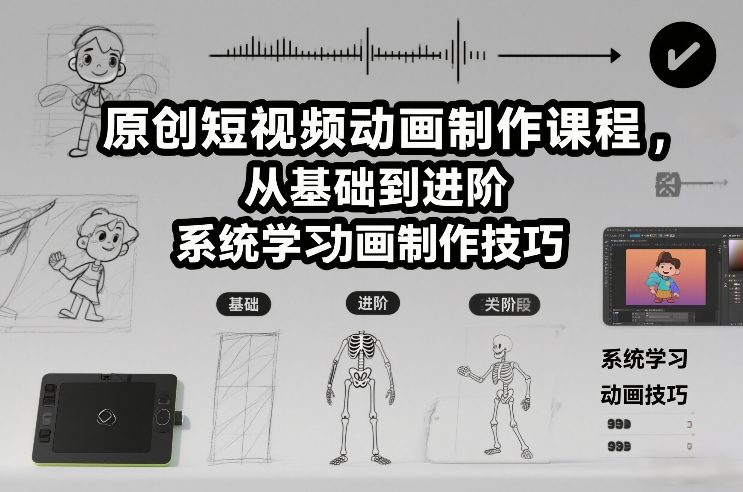 原创短视频动画制作课程，从基础到进阶，系统学习动画制作技巧-鼎誉项目网