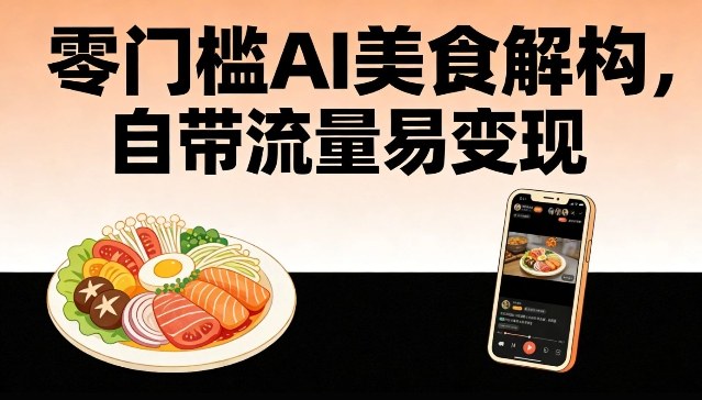 零门槛AI美食解构，自带流量易变现-鼎誉项目网